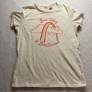 Levi's Ivory Tee Vintage Single Stitch with Orange and Pink Graphic